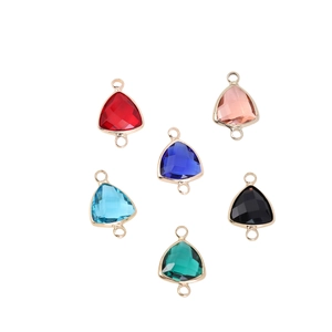 Silver plated triangle crystal pendants in six colors for DIY jewelry making