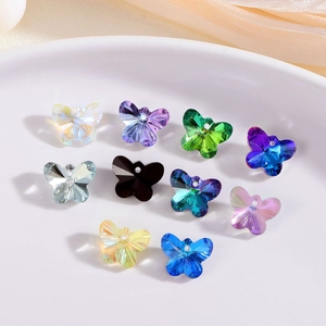 Crystal Butterfly Pendant Faceted Glass Butterfly Bead For DIY Jewelry Making Necklace Earring Charm Accessory Pendant Only