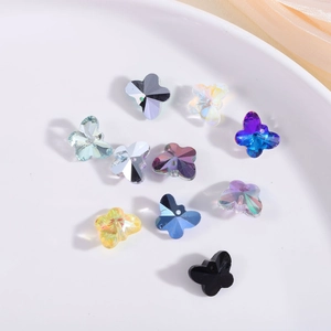 Faceted crystal butterfly pendant beads with center hole for DIY jewelry making
