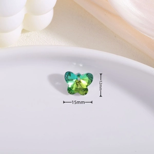 12x15mm crystal butterfly pendant with faceted green gradient for DIY jewelry making