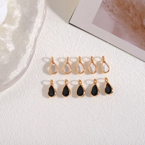 Set van 10 vergulde druppelhangers in zwart en transparant voor DIY sieraden maken
