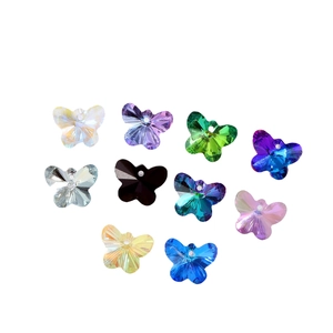 Colorful butterfly shape faceted crystal glass beads with vertical holes for DIY jewelry