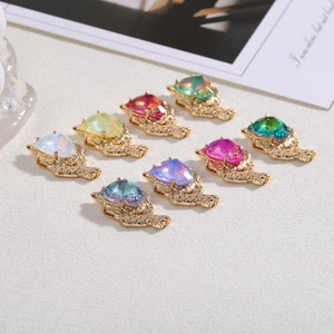 Colorful leopard cheetah pendants with water-drop gemstones for DIY jewelry making