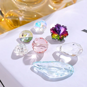 Assorted colorful crystal glass flower beads for DIY jewelry making and handmade crafts