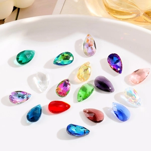 Faceted teardrop crystal glass beads in assorted colors for DIY jewelry making