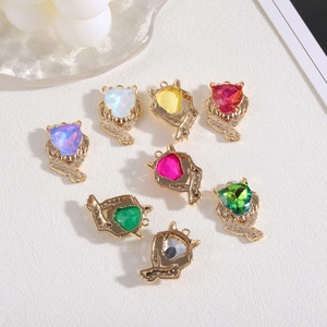 Colorful leopard cheetah pendants with sparkling faceted stones for DIY jewelry making
