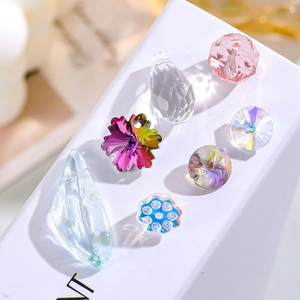 DIY Jewelry Making Crystal Glass Pendants Various Shapes Flower Leaf Water Drop Faceted Sparkling Crafting Accessories