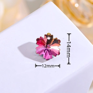 Pink gradient flower glass bead 14mm x 12mm for DIY jewelry making with facets