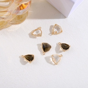 Mini ciondoli triangolari placcati oro con cristalli per creazione gioielli fai-da-te