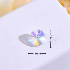 Macro view of 11mm faceted aurora crystal flower bead for DIY jewelry making