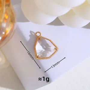 Mini ciondolo a triangolo in cristallo placcato oro per gioielli fai da te 16x13mm