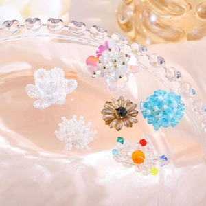 Exquisite DIY floral bead charms with pearls and crystals for hair accessories and jewelry