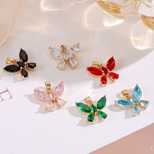 DIY Butterfly Charms For Jewelry Making Alloy Gold Plated Rhinestone Butterfly Pendants For Necklace Bracelet Making