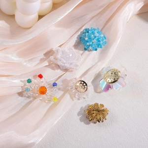 Handmade floral bead set with pearls and crystals for DIY hair accessories and jewelry