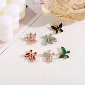 Gold plated butterfly crystal charms for DIY jewelry making in 6 vibrant colors