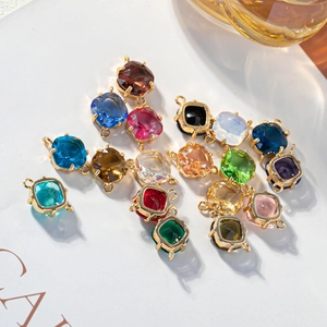 Pendentifs en cristal carré facetté plaqué or 18k pour la création de bijoux DIY