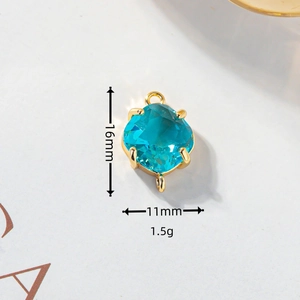 Pendentif en zircon bleu saphir plaqué or 18 carats pour création de bijoux DIY