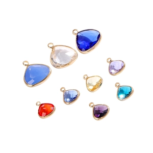 Set of 8 colorful faceted teardrop crystal pendants with golden metal edges for DIY jewelry