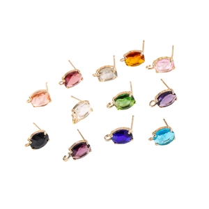 Set di 12 gemme ovali con montatura in rame placcato oro e perni in argento S925 per gioielli