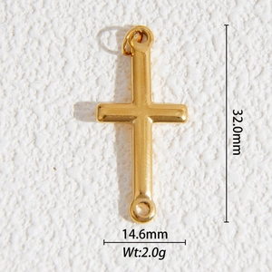Pendentif croix en acier inoxydable doré 32x14,6 mm pour la création de bijoux DIY