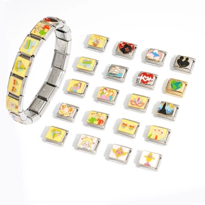 Ciondolo Modulare in Acciaio Inossidabile in Stile Italiano Smalto Cuore Farfalla Arcobaleno Fai da Te Accessorio Gioielli Bracciale Unisex