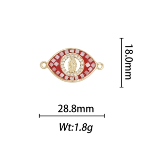 Détail du pendentif Vierge Marie plaqué or 18k avec zircons et cadre en forme d'œil