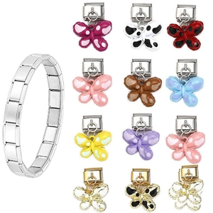 Italian Charm Modular Link Butterfly Pendant Copper Electroplated DIY Jewelry Bracelet Accessory For Women Teen Girls