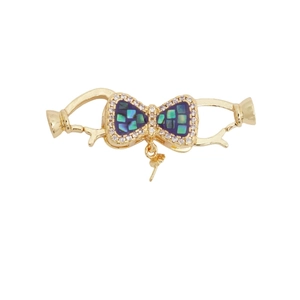 Pendentif nœud plaqué or 18k avec mosaïque de nacre et zircons pour bijoux DIY