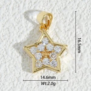 Detail view of 18K gold-plated star pendant with cubic zirconia for jewelry making