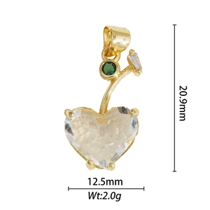 Détails du pendentif cerise avec hauteur 20,9mm, largeur 12,5mm et oxydes de zirconium