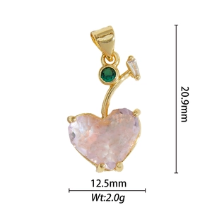 Vue détaillée du pendentif cerise avec dimensions 20,9mm par 12,5mm et poids de 2,0g