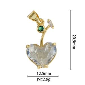 Détails du pendentif cœur en cuivre avec dimensions 20,9x12,5mm et poids de 2g