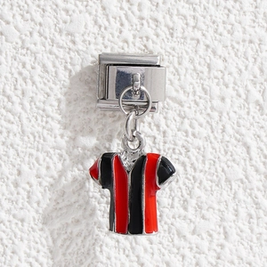 Maglia per bracciale italiano con ciondolo maglia a strisce rosse e nere in acciaio inox