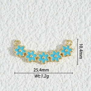 Macro view of blue enamel five-flower pendant with dimensions 25.4mm and 1.2g weight