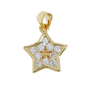 Polished 18K gold plated star pendant with sparkling cubic zirconia stones for DIY jewelry