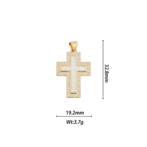 Dettaglio pendente a croce oro 32,8mm con opale e zirconi inclusi dati dimensionali