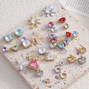 Crystal Rhinestone Heart Teardrop Sun Pendants For DIY Jewelry Making Alloy Charms For Necklace Bracelet Women Gift
