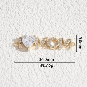 Faceted crystal MOM pendant with heart-shaped zircon for DIY jewelry making