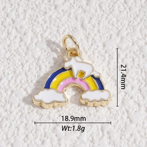 Detailed view showing dimensions and weight of enamel rainbow unicorn pendant charm