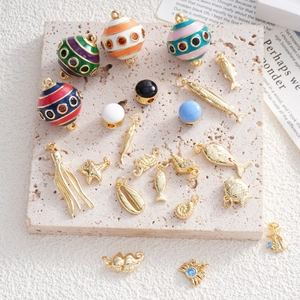 Gold Plated Copper Marine Animal Enamel Pendant Only Without Chain DIY Jewelry Making Starfish Fish Seahorse Shell Pendants