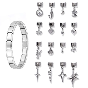Italian Style Modular Charm Link Alloy Rhinestone Heart Star Crown Animal Pendant For DIY Bracelet Making Jewelry For Women