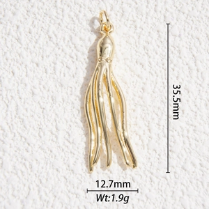 Macro shot of octopus pendant with 35.5mm height and 12.7mm width measurements