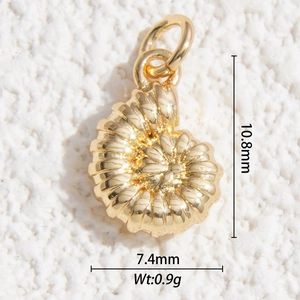 Golden nautilus shell pendant in copper-plated gold with detailed spiral texture