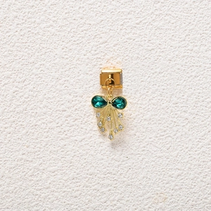 Italian style gold modular charm with green pear-cut stones and crystal accents
