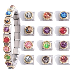 Italienischer Stil Modularer Armband Charm Edelstahl Oval Synthetischer Geburtsstein DIY Schmuck Zubehör Für Damen Personalisiert