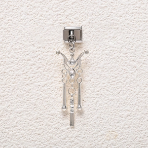 Silver insect pendant with crystals and cross fringe for modular DIY charm bracelet