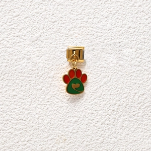 Italian charm with golden dog paw pendant and heart detail for modular bracelet