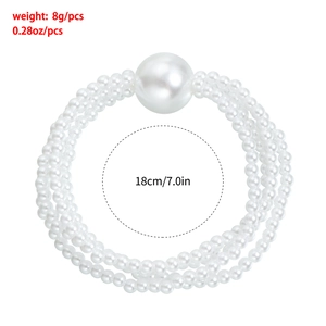 Detailed view of triple-layered white pearl choker with 18cm inner circumference
