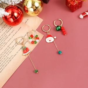 Pendientes de Gota de Árbol de Navidad Papá Noel Campana Aleación de Zinc Poste de Acero Inoxidable Joyería Mujer