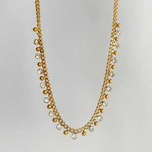 Golden Stainless Steel Rhinestone Pendant Necklace For Women European Minimalist Clavicle Chain Jewelry O-Chain Necklaces